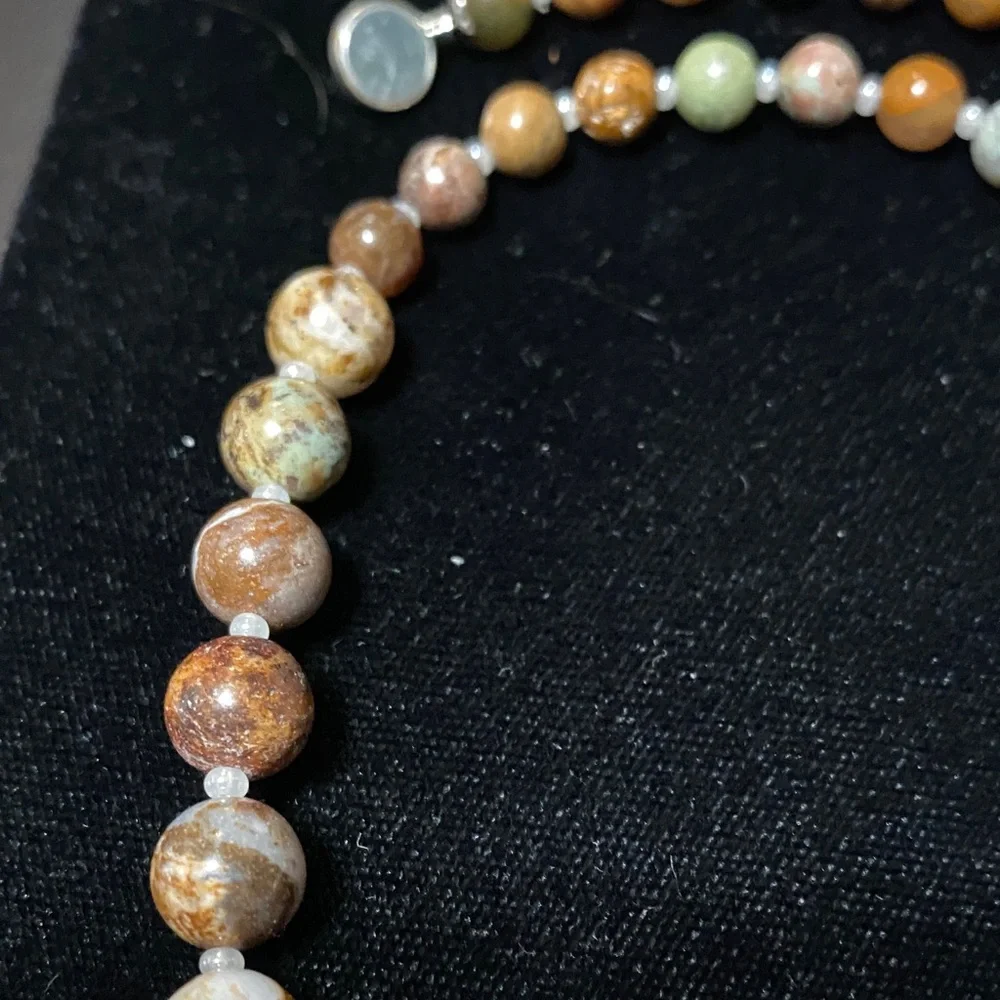 Artisan Natural African Green Opal gemstone silver magnetic clasp necklace
